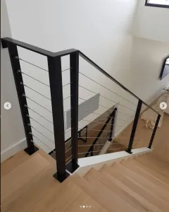 Custom aluminium stair balustrade with timber handrail
